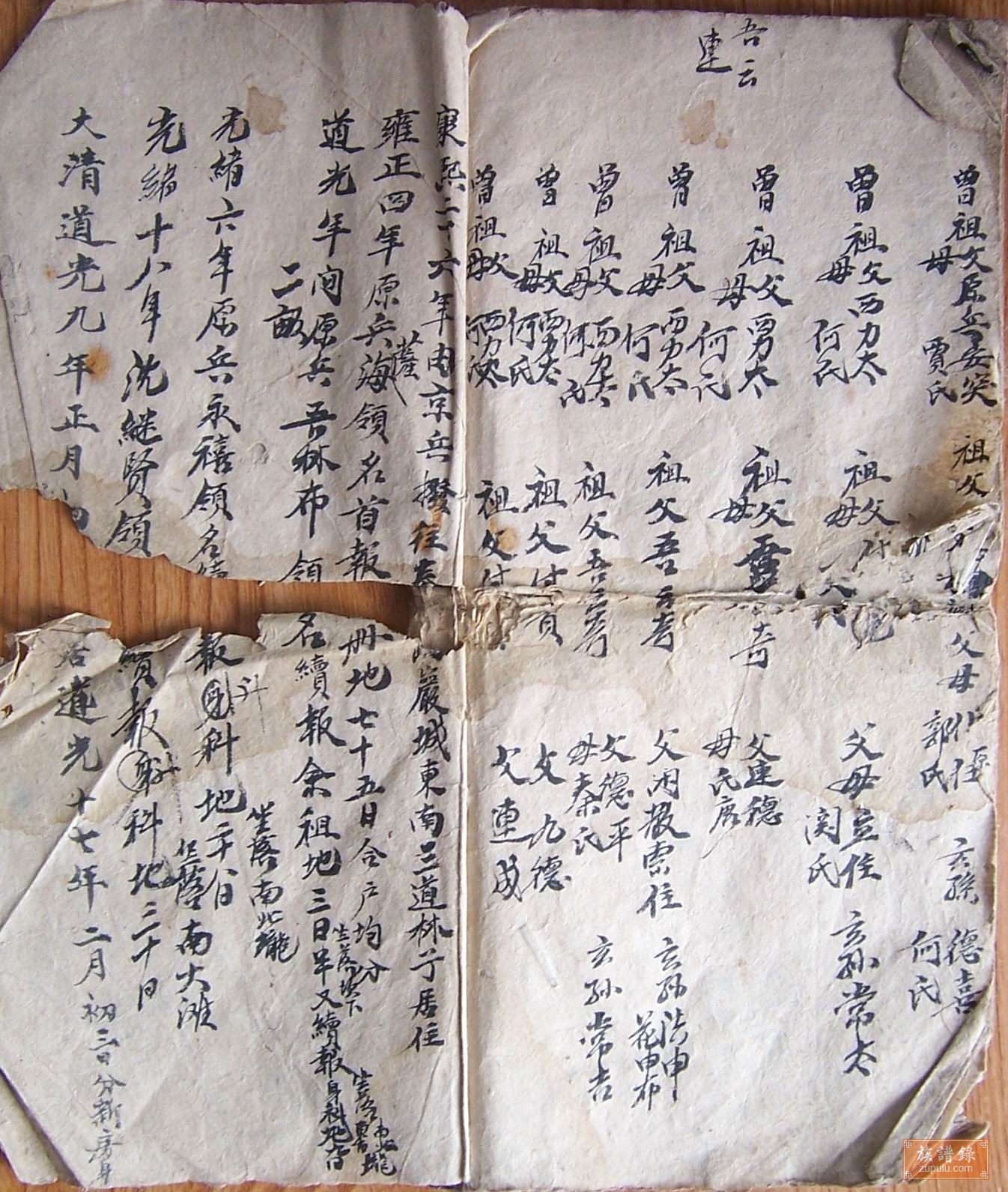 辽宁东港(原属岫岩)三道林子满族沈氏族谱