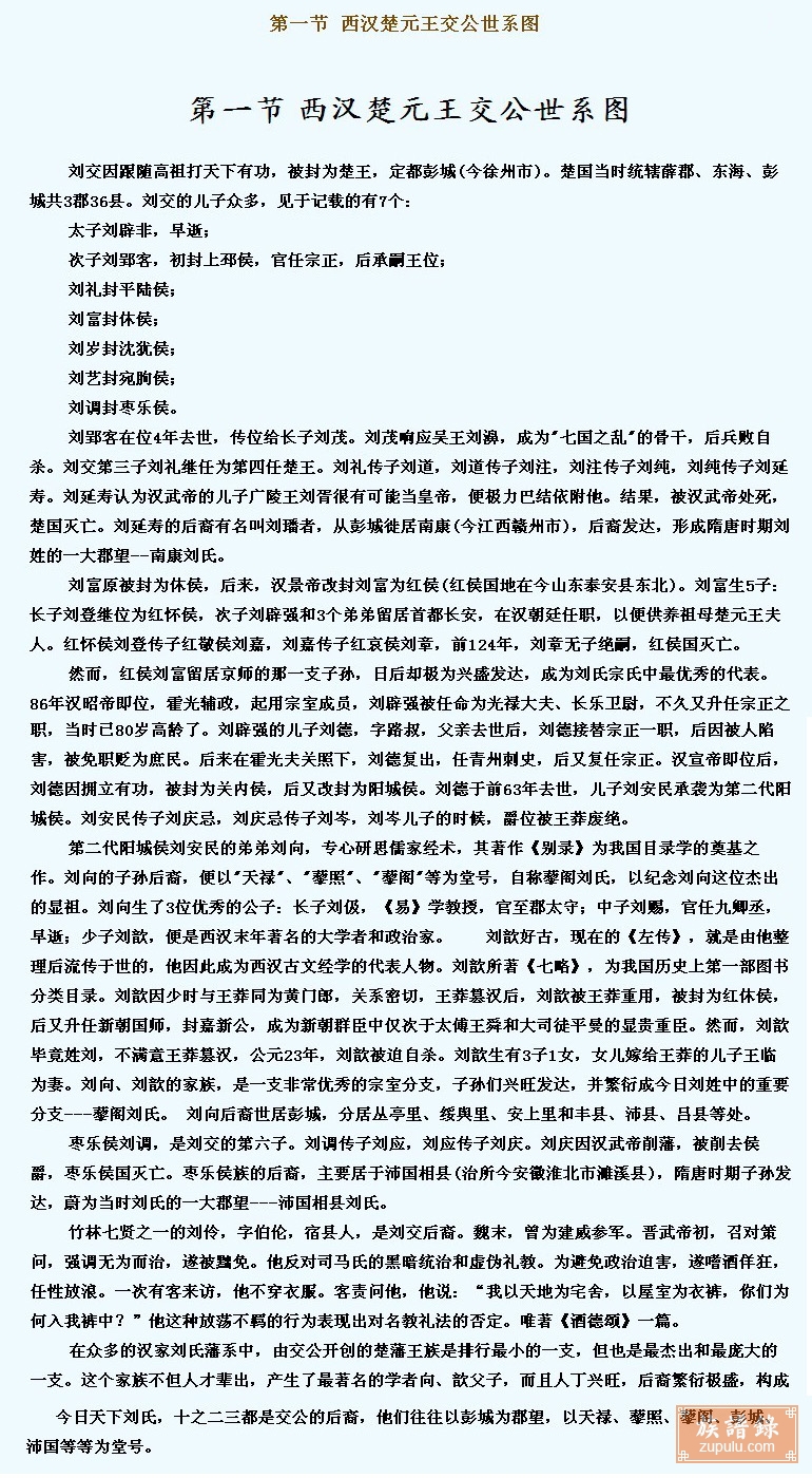刘氏族谱_相册_楚元王世系 族谱录